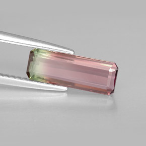 1.69캐럿 천연 워터멜론 투르말린, 에메랄드 컷, 12.7×4.6 mm, VVS-VS