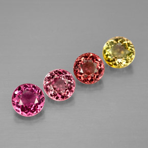 캐럿 천연 멀티컬러 투르말린 보석, 라운드 컷, 4.75 mm, VVS