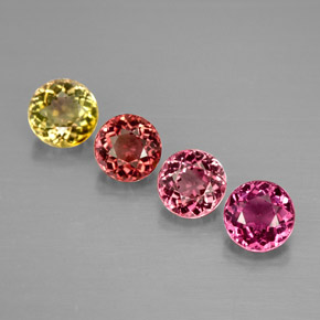 캐럿 천연 멀티컬러 투르말린 보석, 라운드 컷, 4.75 mm, VVS