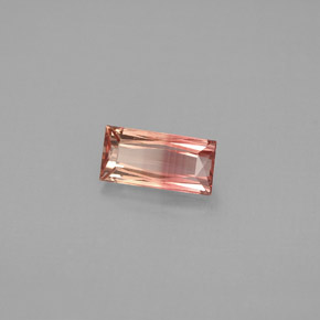 0.79캐럿 천연 바이컬러 투르말린, 바게트, 7.6×3.7 mm, VVS