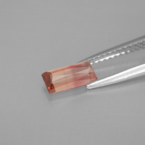 0.79캐럿 천연 바이컬러 투르말린, 바게트, 7.6×3.7 mm, VVS