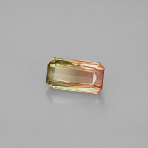 1.05캐럿 천연 바이컬러 투르말린, 에메랄드 컷, 7.8×4.2 mm, VVS