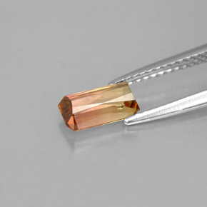 1.05캐럿 천연 바이컬러 투르말린, 에메랄드 컷, 7.8×4.2 mm, VVS