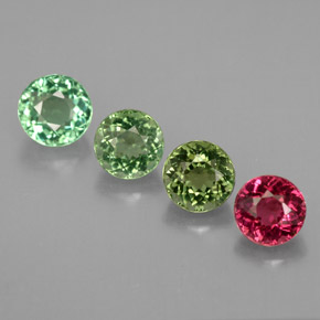 캐럿 천연 멀티컬러 투르말린 보석, 라운드 컷, 4.76 mm, IF