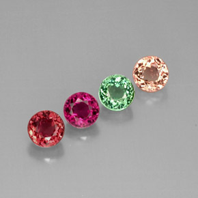 캐럿 천연 멀티컬러 투르말린 보석, 라운드 컷, 5.59 mm, VVS