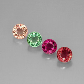 캐럿 천연 멀티컬러 투르말린 보석, 라운드 컷, 5.59 mm, VVS
