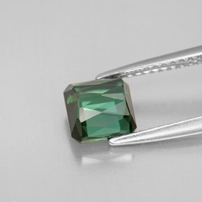 1.58캐럿 천연 그린 투르말린, 에메랄드 컷, 6.3×6.3 mm, VVS-VS