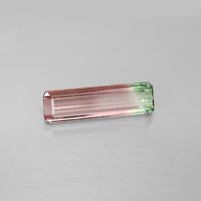1.68캐럿 천연 워터멜론 투르말린, 에메랄드 컷, 13.5×3.9 mm, VVS-VS