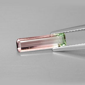 1.36캐럿 천연 워터멜론 투르말린, 에메랄드 컷, 13.8×3.9 mm, VS