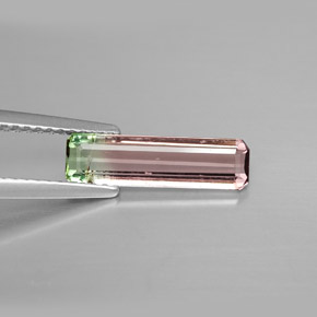 1.36캐럿 천연 워터멜론 투르말린, 에메랄드 컷, 13.8×3.9 mm, VS