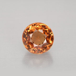 1.74캐럿 천연 갈색빛 오렌지 투르말린, 라운드 컷, 6.95 mm, VVS-VS