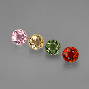캐럿 천연 멀티컬러 투르말린 보석, 라운드 컷, 5.22 mm, VVS-VS
