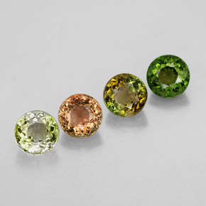 캐럿 천연 멀티컬러 투르말린 보석, 라운드 컷, 4.62 mm, VVS-VS