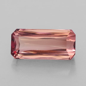 3.29캐럿 천연 퍼플 로즈 투르말린, 에메랄드 컷, 12.2×5.7 mm, IF