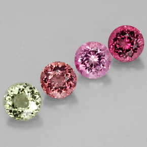 캐럿 천연 멀티컬러 투르말린 보석, 라운드 컷, 4.69 mm, VVS