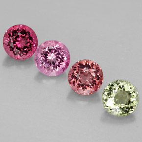 캐럿 천연 멀티컬러 투르말린 보석, 라운드 컷, 4.69 mm, VVS