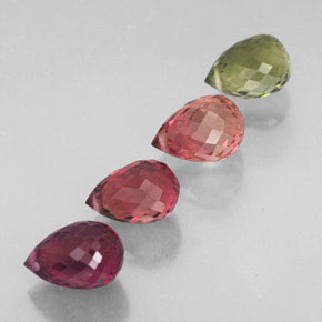 캐럿 천연 멀티컬러 투르말린 보석, 브리올레트, 6.7×4.6 mm, VVS-VS