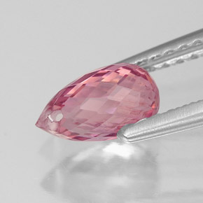 0.92캐럿 천연 핑크 로즈 투르말린, 브리올레트, 7.3×4.2 mm, VS