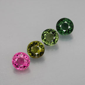 캐럿 천연 멀티컬러 투르말린 보석, 라운드 컷, 5.59 mm, VVS-VS