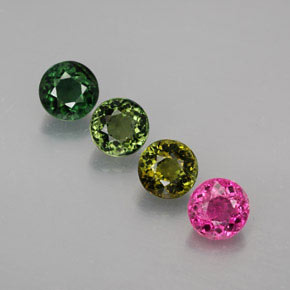 캐럿 천연 멀티컬러 투르말린 보석, 라운드 컷, 5.59 mm, VVS-VS