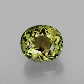 1.98캐럿 천연 옐로우 그린 투르말린, 타원형 컷, 7.7×6.7 mm, VVS-VS