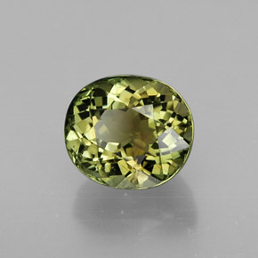 1.98캐럿 천연 옐로우 그린 투르말린, 타원형 컷, 7.7×6.7 mm, VVS-VS