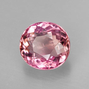 2.38캐럿 천연 로즈 핑크 투르말린, 타원형 컷, 8.3×7.8 mm, VS