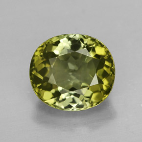 2.46캐럿 천연 노란빛 그린 투르말린, 타원형 컷, 8.7×7.8 mm, VVS-VS