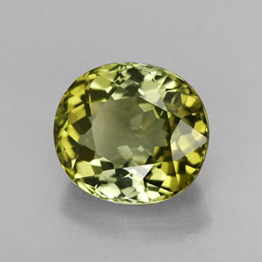 2.46캐럿 천연 노란빛 그린 투르말린, 타원형 컷, 8.7×7.8 mm, VVS-VS