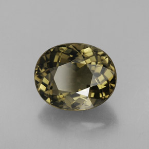3.23캐럿 천연 노란빛 그린 투르말린, 타원형 컷, 10.2×8.3 mm, VVS