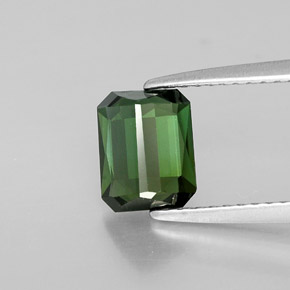 1.44캐럿 천연 그린 투르말린, 에메랄드 컷, 7.3×5.8 mm, VVS