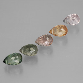 3.87캐럿 천연 멀티컬러 투르말린 보석, 브리올레트, 6.4×4.2 mm, VVS-VS