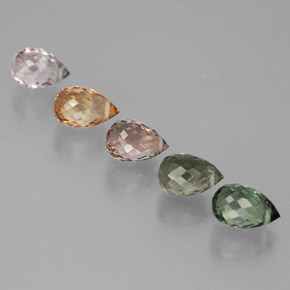 3.87캐럿 천연 멀티컬러 투르말린 보석, 브리올레트, 6.4×4.2 mm, VVS-VS
