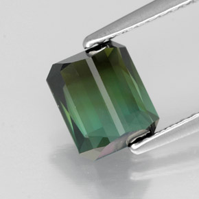 1.72캐럿 천연 블루 그린 투르말린, 에메랄드 컷, 7.3×6.2 mm, VVS-VS