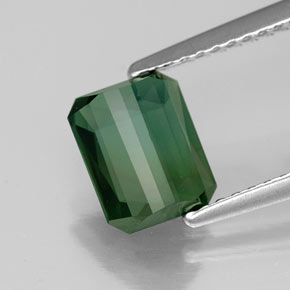1.45캐럿 천연 그린 투르말린, 에메랄드 컷, 7.5×6.1 mm, VVS