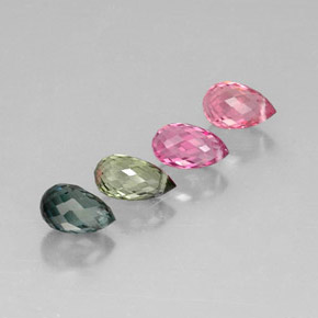 캐럿 천연 멀티컬러 투르말린 보석, 브리올레트, 6.7×3.9 mm, VVS-VS