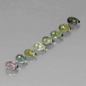 캐럿 천연 멀티컬러 투르말린 보석, 브리올레트, 5.4×3.3 mm, VS