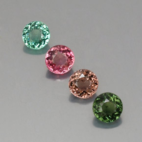 캐럿 천연 멀티컬러 투르말린 보석, 라운드 컷, 4.51 mm, VVS