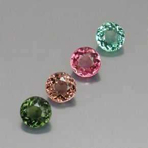캐럿 천연 멀티컬러 투르말린 보석, 라운드 컷, 4.51 mm, VVS