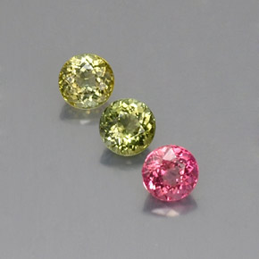 캐럿 천연 멀티컬러 투르말린 보석, 라운드 컷, 4.78 mm, VVS-VS