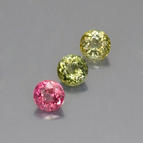 캐럿 천연 멀티컬러 투르말린 보석, 라운드 컷, 4.78 mm, VVS-VS