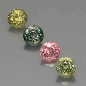 캐럿 천연 멀티컬러 투르말린 보석, 라운드 컷, 5.15 mm, VVS-VS