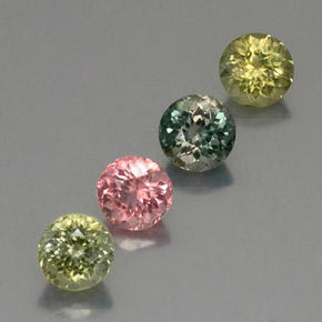 캐럿 천연 멀티컬러 투르말린 보석, 라운드 컷, 5.15 mm, VVS-VS