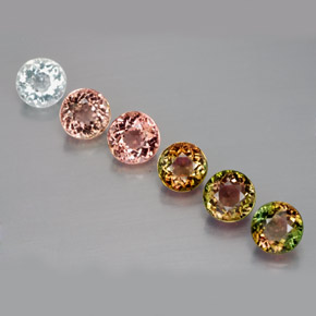 캐럿 천연 멀티컬러 투르말린 보석, 라운드 컷, 5.46 mm, VVS-VS