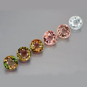 캐럿 천연 멀티컬러 투르말린 보석, 라운드 컷, 5.46 mm, VVS-VS