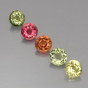 캐럿 천연 멀티컬러 투르말린 보석, 라운드 컷, 5.29 mm, VVS