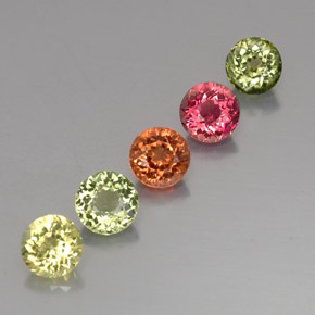 캐럿 천연 멀티컬러 투르말린 보석, 라운드 컷, 5.29 mm, VVS