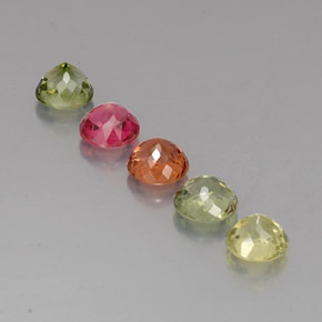 캐럿 천연 멀티컬러 투르말린 보석, 라운드 컷, 5.29 mm, VVS