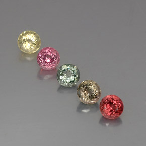 캐럿 천연 멀티컬러 투르말린 보석, 라운드 컷, 5.28 mm, VVS