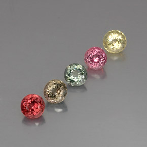 캐럿 천연 멀티컬러 투르말린 보석, 라운드 컷, 5.28 mm, VVS